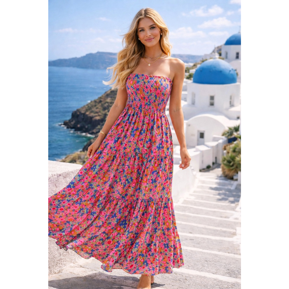 NATURAL LIFE Pink Floral Strapless Maxi Dress